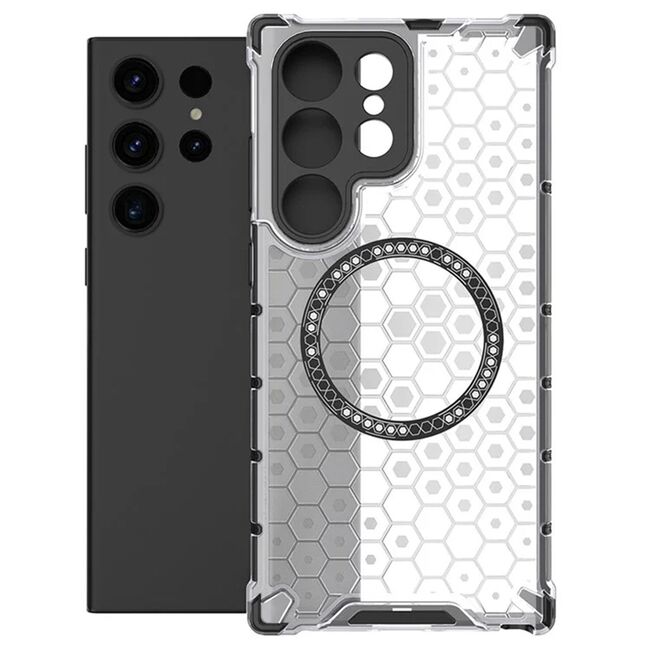 Husa pentru  Samsung Galaxy S25 Ultra Cyber Shield Bumper, Compatibila MagSafe, Antishock reinforced corners si margini intarite - Clear