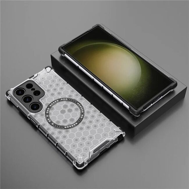 Husa pentru  Samsung Galaxy S25 Ultra Cyber Shield Bumper, Compatibila MagSafe, Antishock reinforced corners si margini intarite - Clear