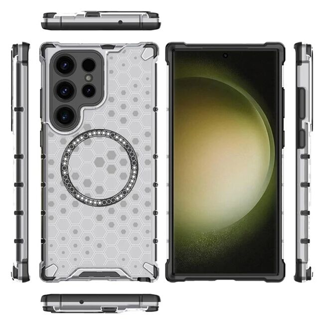 Husa pentru  Samsung Galaxy S25 Ultra Cyber Shield Bumper, Compatibila MagSafe, Antishock reinforced corners si margini intarite - Clear
