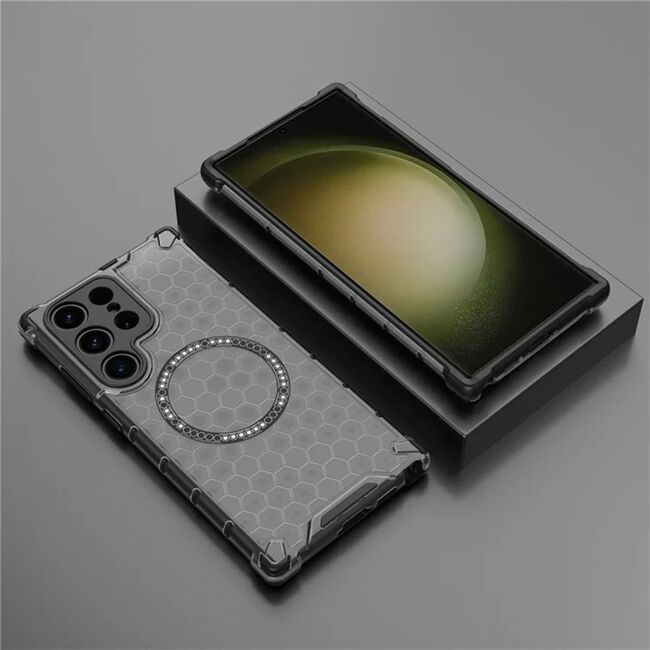 Husa pentru  Samsung Galaxy S25 Ultra Cyber Shield Bumper, Compatibila MagSafe, Antishock reinforced corners si margini intarite - Negru