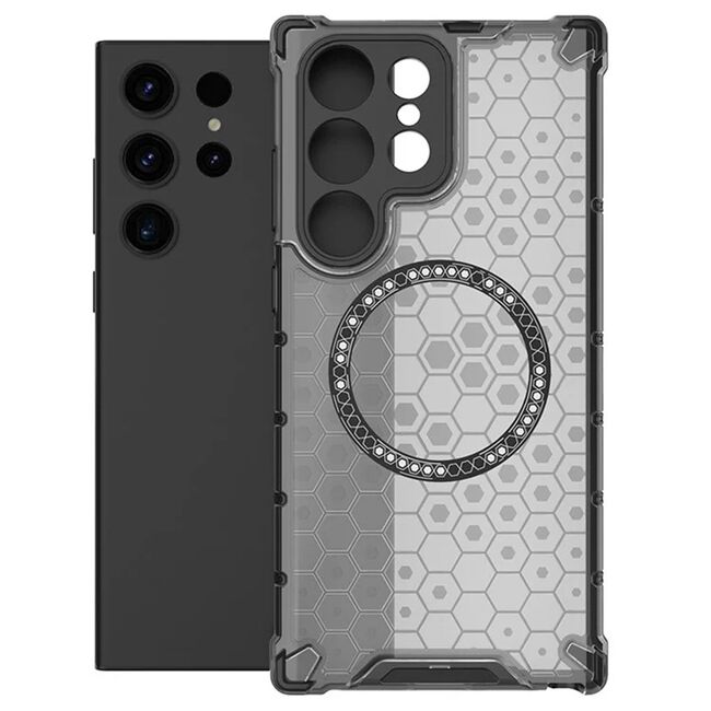 Husa pentru  Samsung Galaxy S25 Ultra Cyber Shield Bumper, Compatibila MagSafe, Antishock reinforced corners si margini intarite - Negru