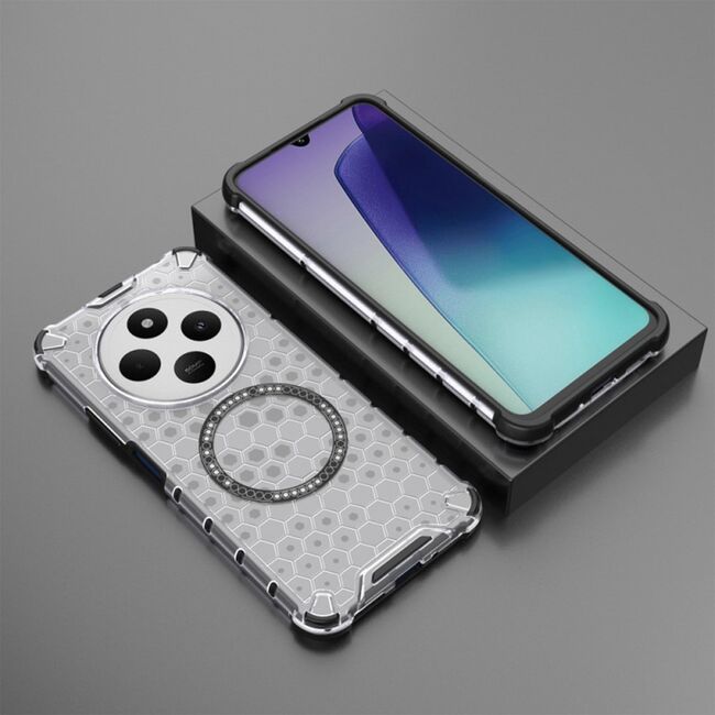 Husa pentru  Xiaomi Redmi 14C Cyber Shield Bumper, Compatibila MagSafe, Antishock reinforced corners si margini intarite - Clear