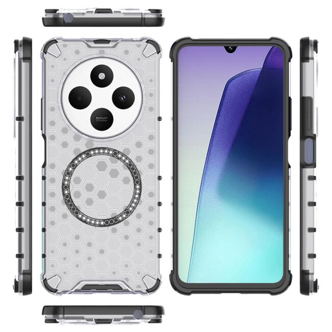 Husa pentru  Xiaomi Redmi 14C Cyber Shield Bumper, Compatibila MagSafe, Antishock reinforced corners si margini intarite - Clear