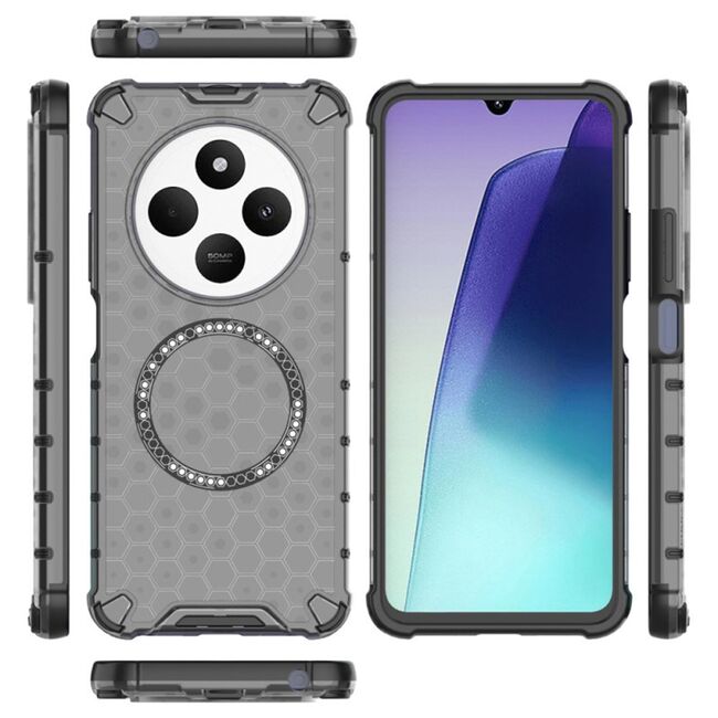 Husa pentru  Xiaomi Redmi 14C Cyber Shield Bumper, Compatibila MagSafe, Antishock reinforced corners si margini intarite - Negru