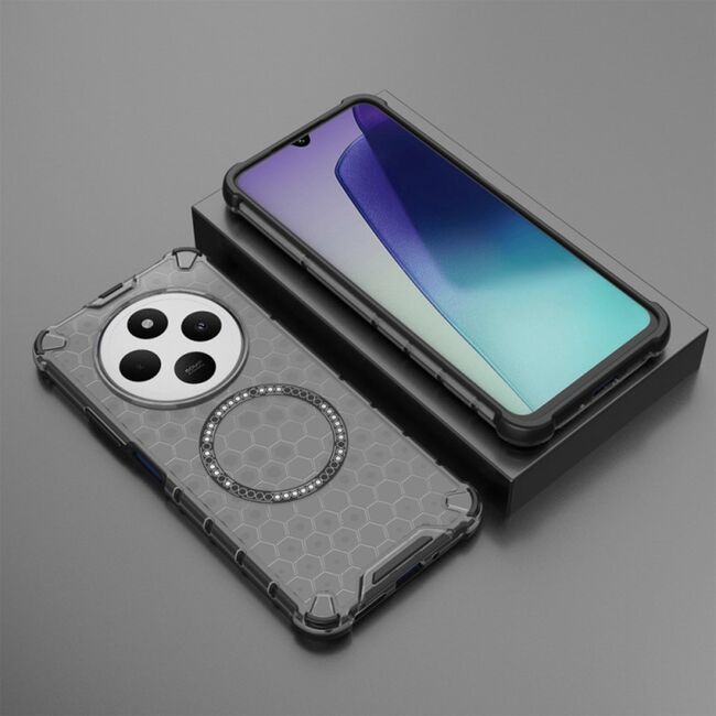 Husa pentru  Xiaomi Redmi 14C Cyber Shield Bumper, Compatibila MagSafe, Antishock reinforced corners si margini intarite - Negru