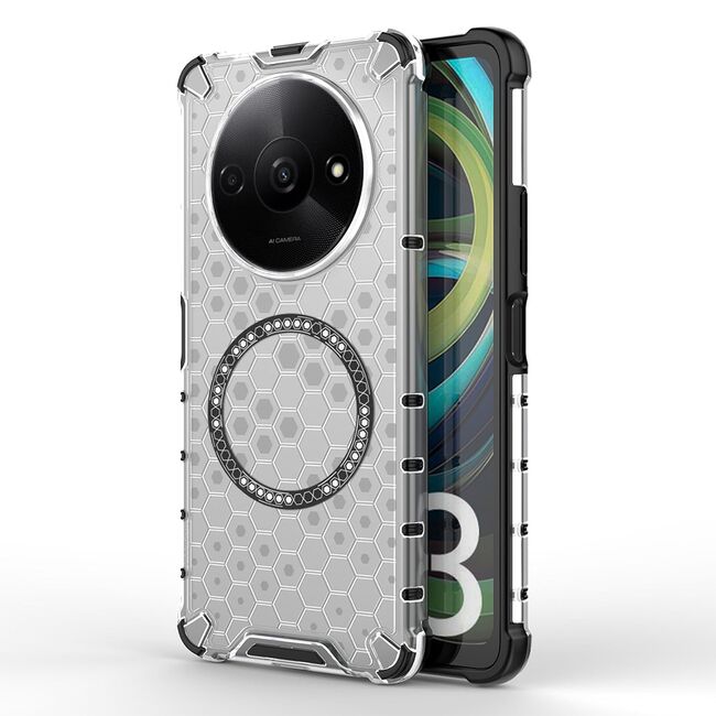 Husa pentru  Xiaomi Redmi A3 Cyber Shield Bumper, Compatibila MagSafe, Antishock reinforced corners si margini intarite - Clear