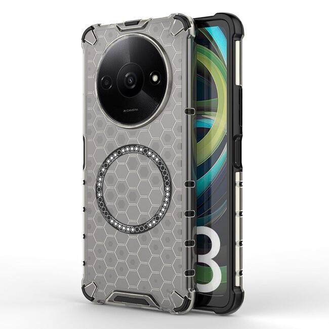 Husa pentru  Xiaomi Redmi A3 Cyber Shield Bumper, Compatibila MagSafe, Antishock reinforced corners si margini intarite - Negru