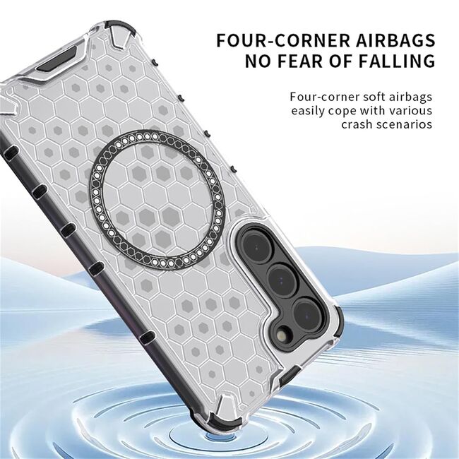 Husa pentru  Xiaomi Redmi Note 13 Pro 5G Cyber Shield Bumper, Compatibila MagSafe, Antishock reinforced corners si margini intarite - Clear
