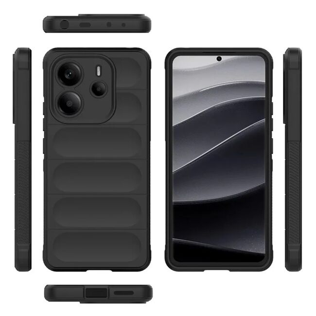 Husa pentru  Xiaomi Redmi Note 14 4G Liquid Silicone, Microfibre Lining, Non-Slip Airbag Design, Negru