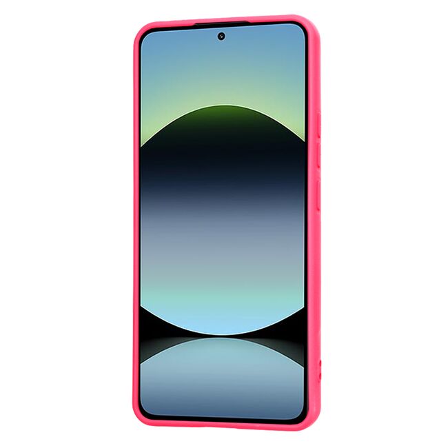 Husa pentru  Xiaomi Redmi Note 14 4G Liquid Silicone, subțire, captusita cu microfibra, anti amprentă, protectie cameră foto, Fucsia