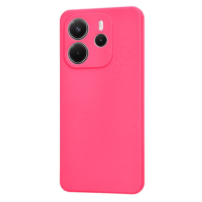 Husa pentru  Xiaomi Redmi Note 14 4G Liquid Silicone, subțire, captusita cu microfibra, anti amprentă, protectie cameră foto, Fucsia