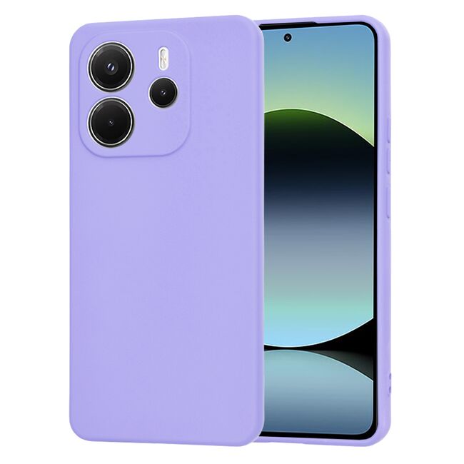 Husa pentru  Xiaomi Redmi Note 14 4G Liquid Silicone, subțire, captusita cu microfibra, anti amprentă, protectie cameră foto, Lavanda