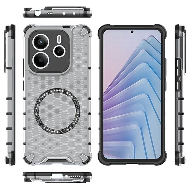 Husa pentru  Xiaomi Redmi Note 14 5G Cyber Shield Bumper, Compatibila MagSafe, Antishock reinforced corners si margini intarite - Clear