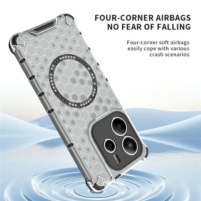 Husa pentru  Xiaomi Redmi Note 14 5G Cyber Shield Bumper, Compatibila MagSafe, Antishock reinforced corners si margini intarite - Clear