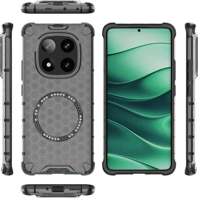 Husa pentru  Xiaomi Redmi Note 14 Pro 5G Cyber Shield Bumper, Compatibila MagSafe, Antishock reinforced corners si margini intarite - Negru