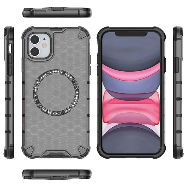 Husa pentru  iPhone 11 Cyber Shield Bumper, Compatibila MagSafe, Antishock reinforced corners si margini intarite - Negru