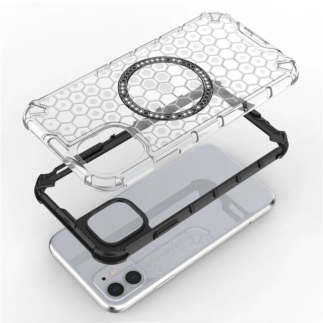 Husa pentru  iPhone 11 Cyber Shield Bumper, Compatibila MagSafe, Antishock reinforced corners si margini intarite - Negru