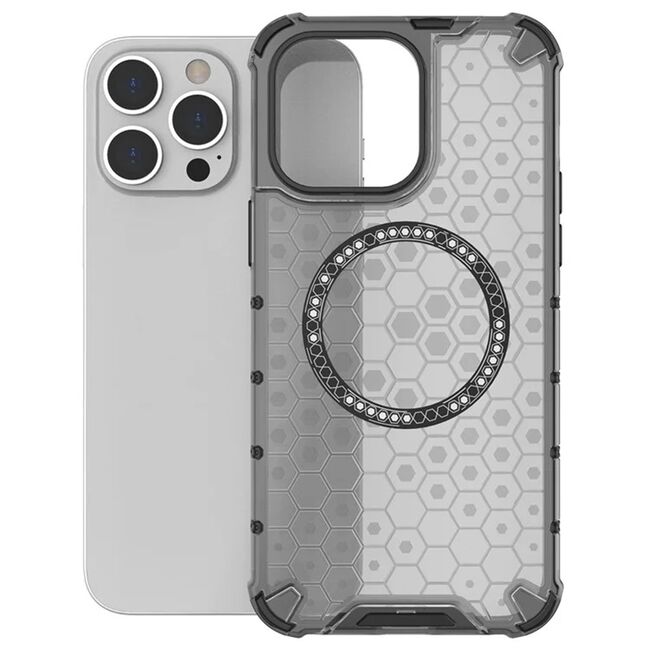 Husa pentru  iPhone 14 Pro  Cyber Shield Bumper, Compatibila MagSafe, Antishock reinforced corners si margini intarite - Clear