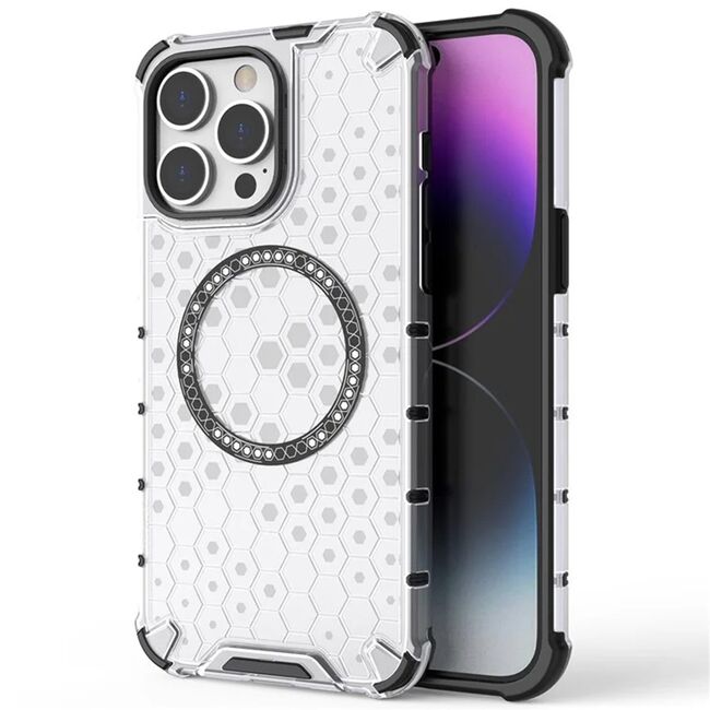 Husa pentru  iPhone 14 Pro  Cyber Shield Bumper, Compatibila MagSafe, Antishock reinforced corners si margini intarite - Negru