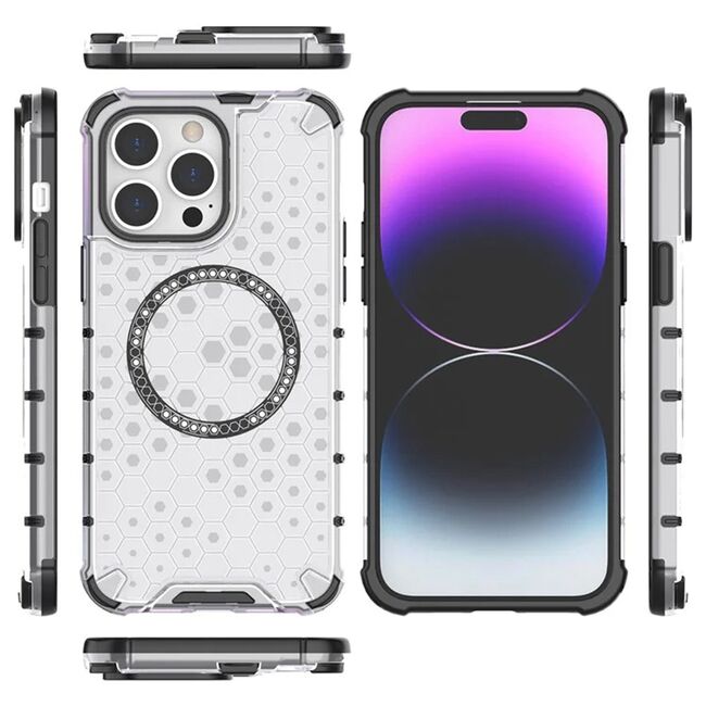 Husa pentru  iPhone 14 Pro  Cyber Shield Bumper, Compatibila MagSafe, Antishock reinforced corners si margini intarite - Negru
