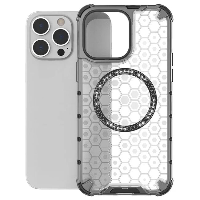 Husa pentru  iPhone 14 Pro  Cyber Shield Bumper, Compatibila MagSafe, Antishock reinforced corners si margini intarite - Negru