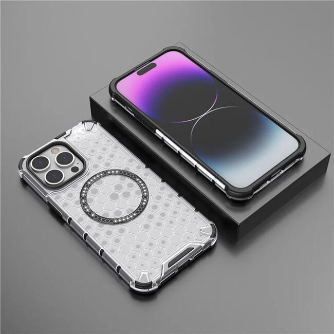 Husa pentru  iPhone 14 Pro  Cyber Shield Bumper, Compatibila MagSafe, Antishock reinforced corners si margini intarite - Negru