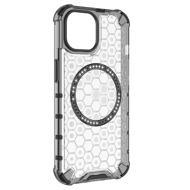 Husa pentru  iPhone 15 Cyber Shield Bumper, Compatibila MagSafe, Antishock reinforced corners si margini intarite - Clear