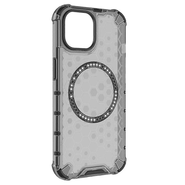 Husa pentru  iPhone 15 Cyber Shield Bumper, Compatibila MagSafe, Antishock reinforced corners si margini intarite - Negru