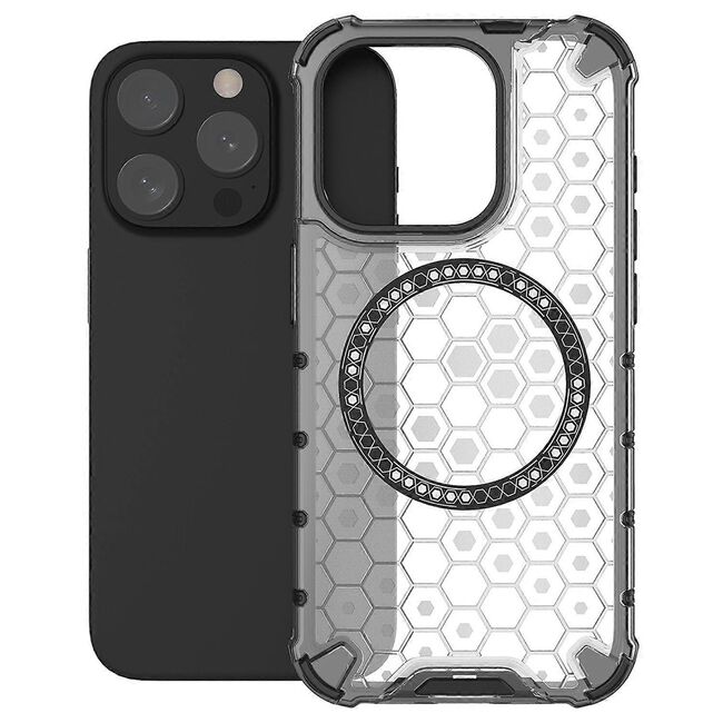 Husa pentru  iPhone 15 Pro Cyber Shield Bumper, Compatibila MagSafe, Antishock reinforced corners si margini intarite - Clear