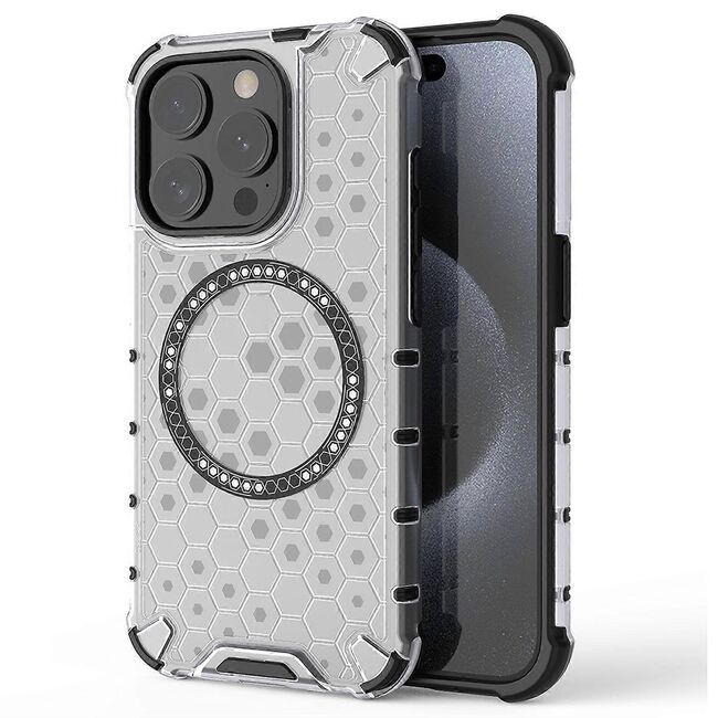Husa pentru  iPhone 15 Pro Max Cyber Shield Bumper, Compatibila MagSafe, Antishock reinforced corners si margini intarite - Clear