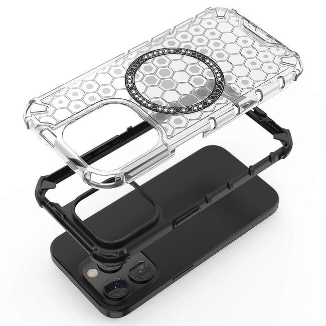 Husa pentru  iPhone 15 Pro Max Cyber Shield Bumper, Compatibila MagSafe, Antishock reinforced corners si margini intarite - Negru