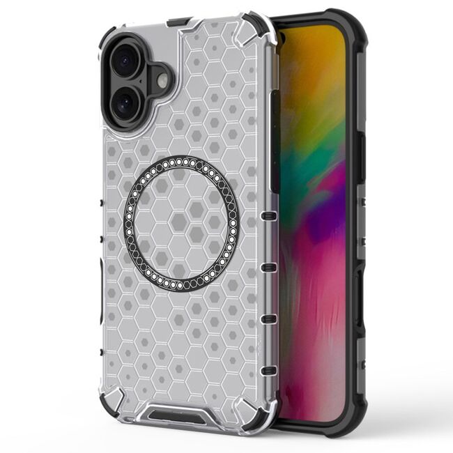 Husa pentru  iPhone 16 Cyber Shield Bumper, Compatibila MagSafe, Antishock reinforced corners si margini intarite - Clear