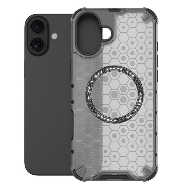 Husa pentru  iPhone 16 Cyber Shield Bumper, Compatibila MagSafe, Antishock reinforced corners si margini intarite - Negru