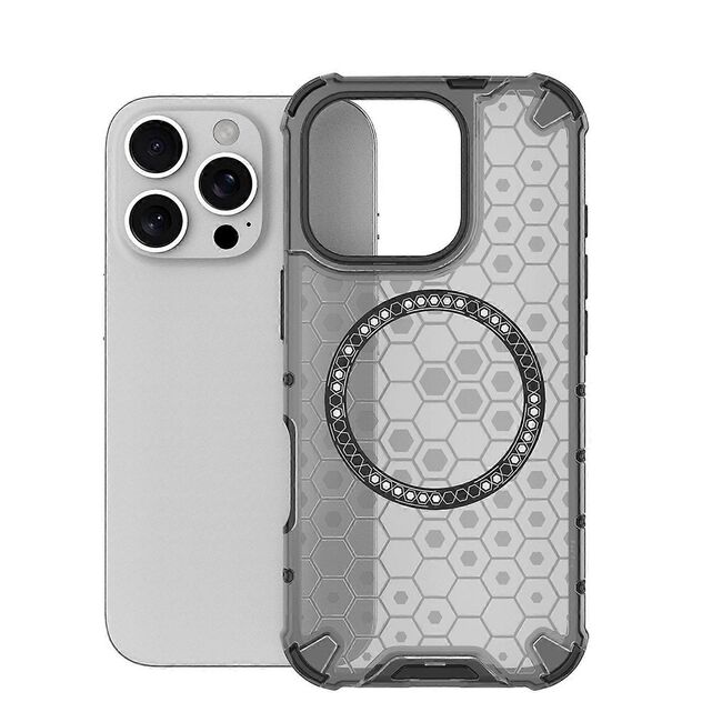 Husa pentru  iPhone 16 Pro Cyber Shield Bumper, Compatibila MagSafe, Antishock reinforced corners si margini intarite - Negru