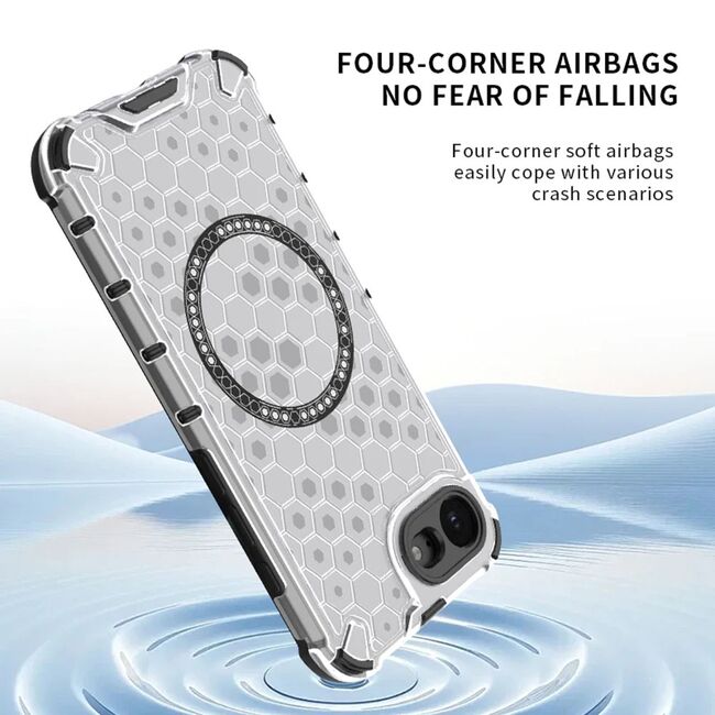Husa pentru  iPhone 16e Cyber Shield Bumper, Compatibila MagSafe, Antishock reinforced corners si margini intarite - Clear