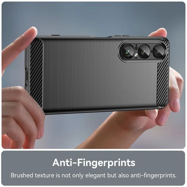 Husa pentru Sony Xperia 1 VII Carbon Liquid Silicone, Negru