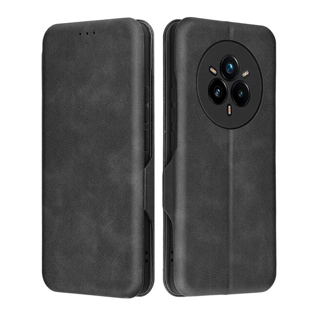 Husa tip carte pentru Realme 14 Pro+ Plus Smart Wallet fata - spate protectie 360 - Negru