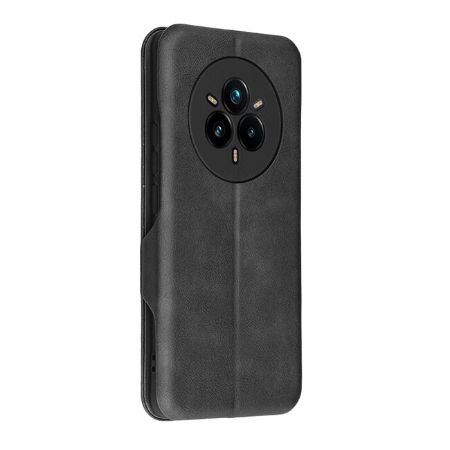 Husa tip carte pentru Realme 14 Pro+ Plus Smart Wallet fata - spate protectie 360 - Negru