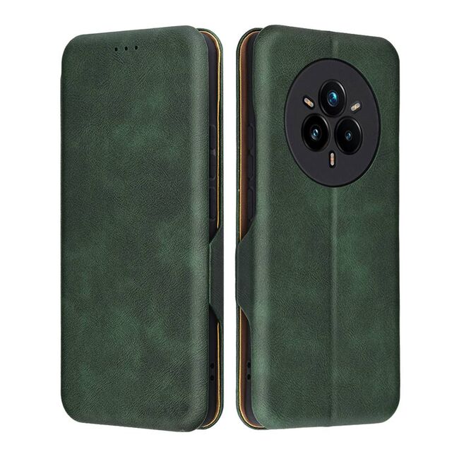 Husa tip carte pentru Realme 14 Pro+ Plus Smart Wallet fata - spate protectie 360 - Verde