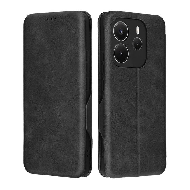 Husa tip carte pentru Xiaomi Redmi Note 14 4G Smart Wallet fata - spate protectie 360 - Negru