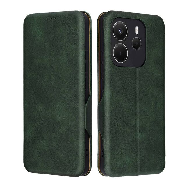 Husa tip carte pentru Xiaomi Redmi Note 14 4G Smart Wallet fata - spate protectie 360 - Verde