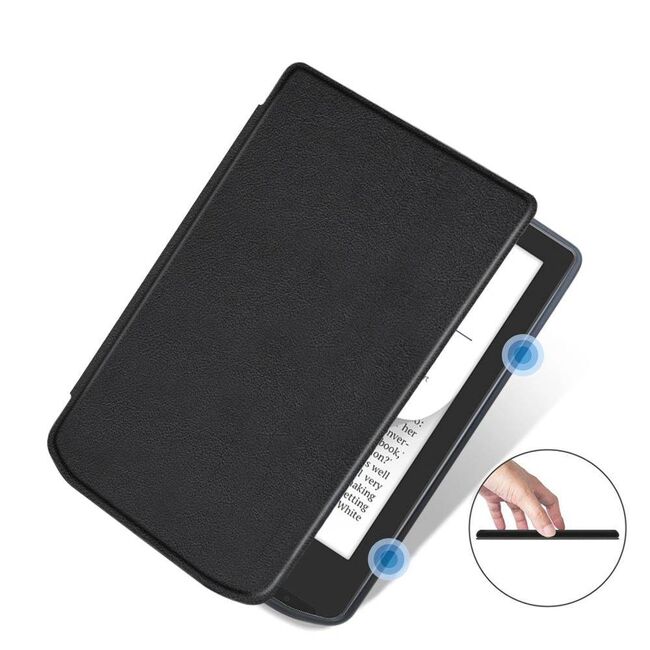 Husa pentru PocketBook Verse / Verse Pro / Verse Lite slim ultra-light, functie sleep/wake-up, inchidere magnetica - negru