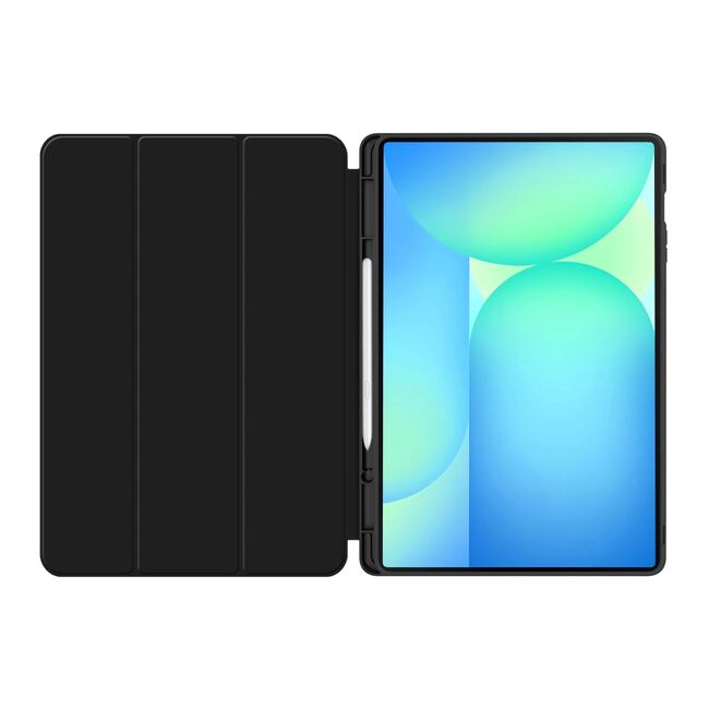 Husa pentru Samsung Galaxy Tab S10 FE+ Plus 13.1 Soft Shell UltraSlim tip stand, functie sleep/wake-up si slot pentru S-Pen, negru