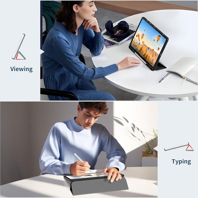 Husa pentru Samsung Galaxy Tab S10 FE+ Plus 13.1 Soft Shell UltraSlim tip stand, functie sleep/wake-up si slot pentru S-Pen, negru