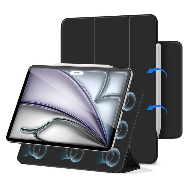 Husa pentru iPad Air 13 2025 / 2024 M3, M2 Smart Magnetic, Auto Sleep / Wake-up, Magnetică, Slim, detasabila, negru