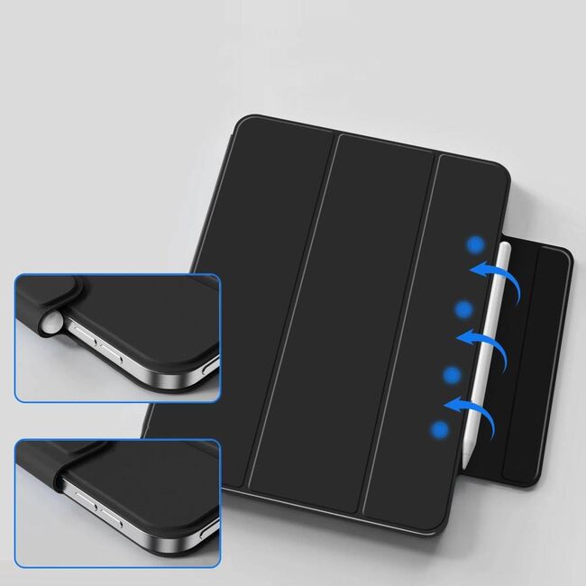 Husa pentru iPad Air 13 2025 / 2024 M3, M2 Smart Magnetic, Auto Sleep / Wake-up, Magnetică, Slim, detasabila, negru