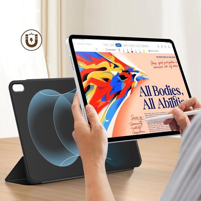 Husa pentru iPad Air 13 2025 / 2024 M3, M2 Smart Magnetic, Auto Sleep / Wake-up, Magnetică, Slim, detasabila, negru