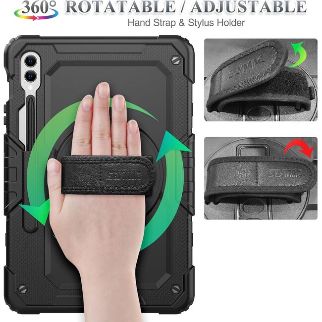 Pachet 360: Husa cu folie integrata pentru Samsung Galaxy Tab S10 FE+ Plus 13.1 inch Shockproof Armor, negru