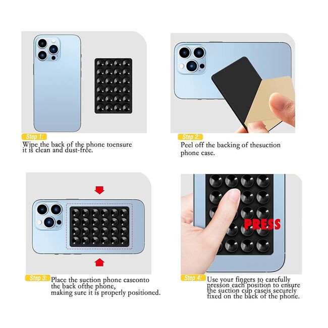 Suport adeziv cu ventuze pentru telefon Techsuit SW-PAD, alb