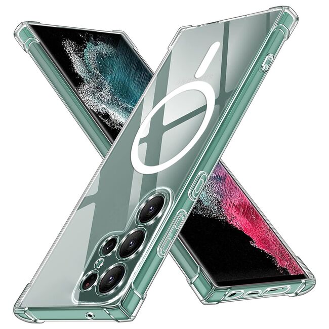 Husa pentru  Samsung Galaxy S22 Ultra 5G compatibila MagSafe Anti-Shock 1.5mm reinforced 4 corners - clear